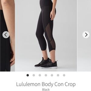 LULULEMON Body Con Crop, black. Mesh sides.